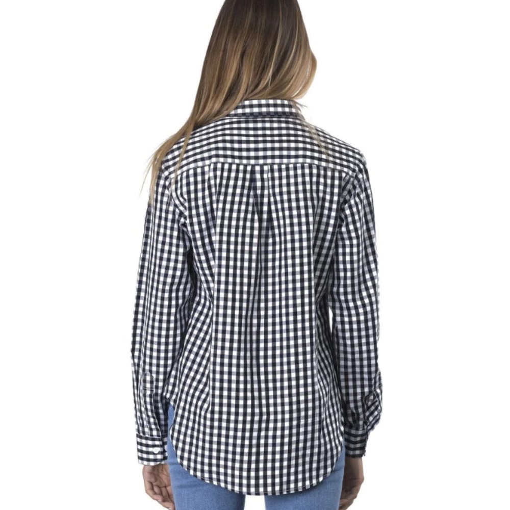 Women's Gingham Shirt Checkered Casual Long Sleeve Button Down Plaid - Picture 3 of 3